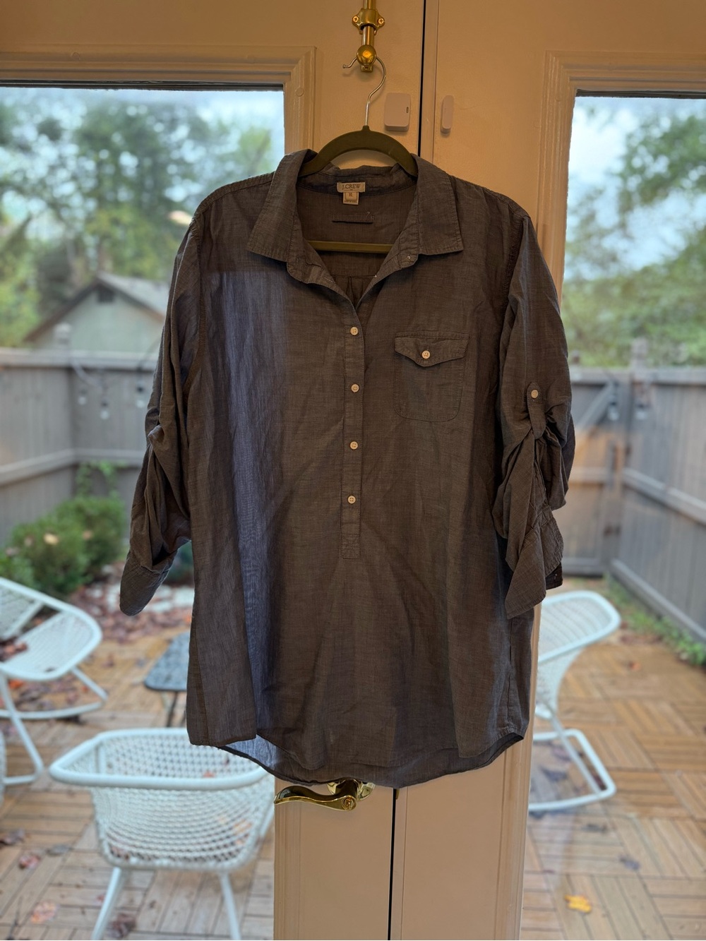 J. Crew Women’s Chambray Blue Button-Front Tunic Shirt